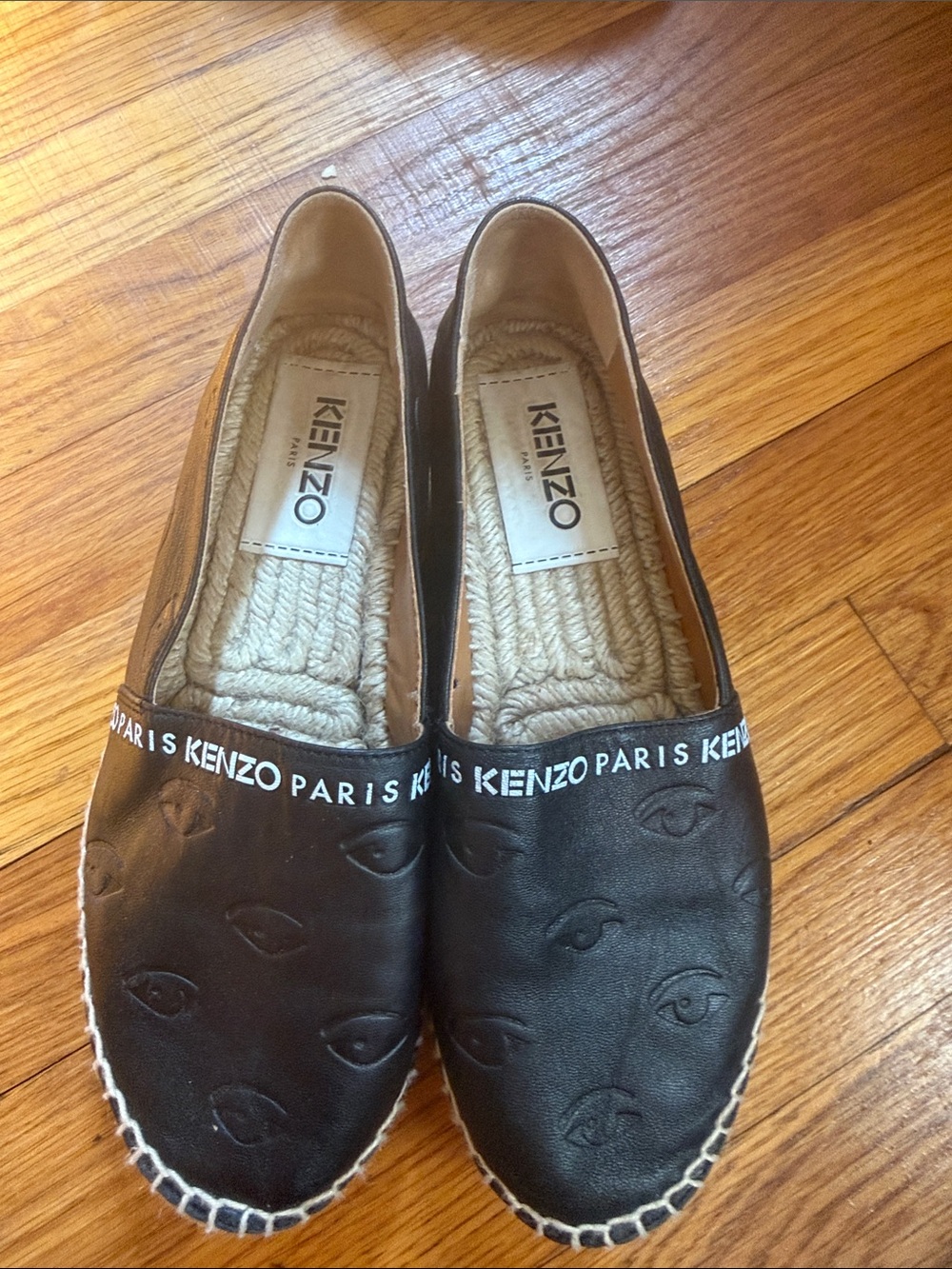 Kenzo Black Eye-Embossed Slip-On Espadrilles